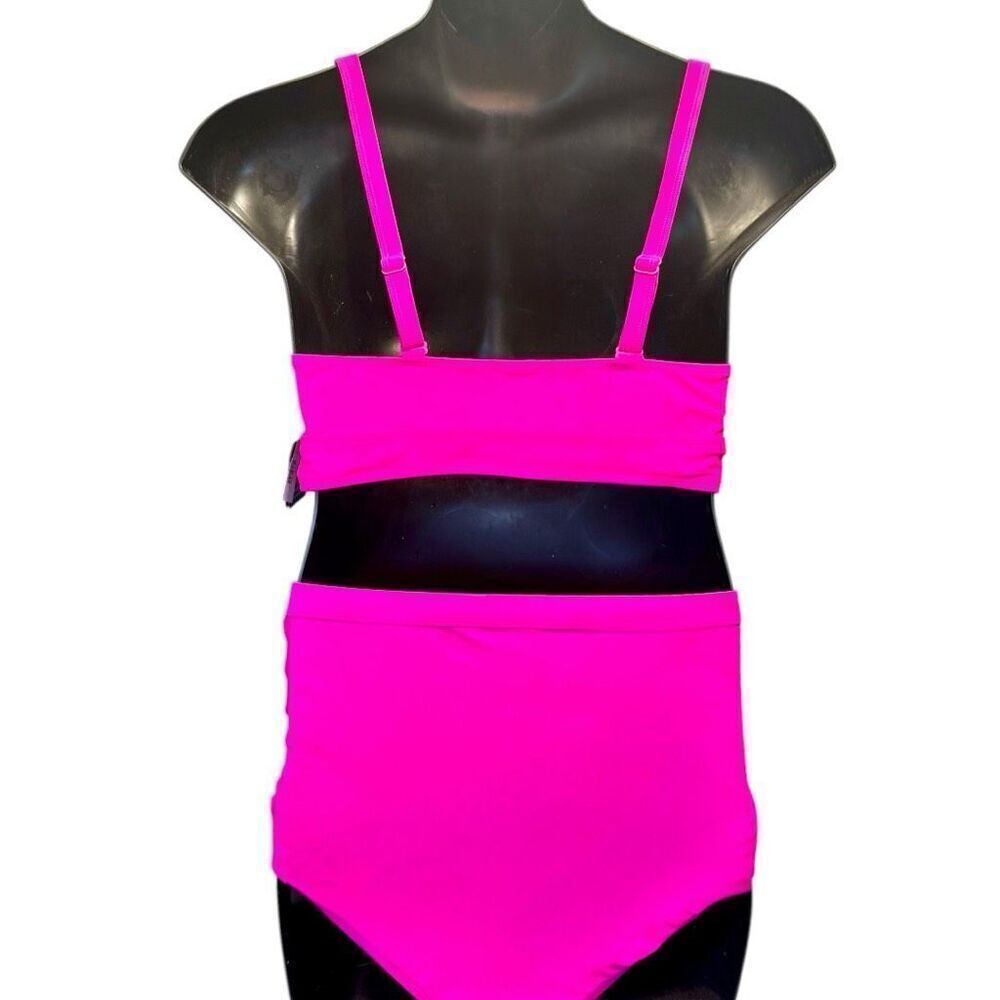 Torrid Pink Bikini Set: Wireless Strappy Lace Up Top & High Rise Bottoms 1 NWOT - Picture 6 of 16